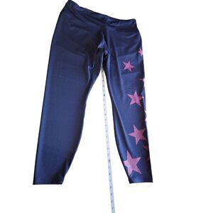 Crown & Ivy Cabana Star Print Leggings 2X Navy Pink Stretch Activewear Y2K
